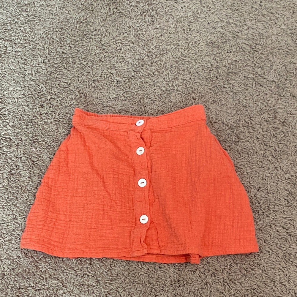 Button-Front Orange Mini Skirt 6y